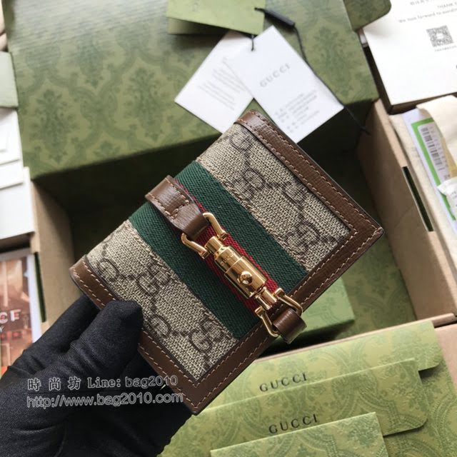 Gucci原厂皮包包 古驰女Jackie 1961帆布印花钱包 Gucci翻盖短夹零钱包 645536  gdj1729